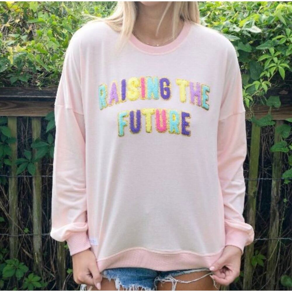 Simply Southern "Raising the Future" Multicolor Lightweight Sweater-Size XL